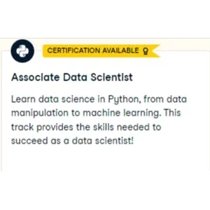 Datacamp – Associate Data Scientist in Python 2024-8
