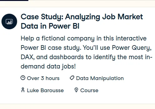 Datacamp – Case Study: Analyzing Job Market Data in Power BI 2024-12